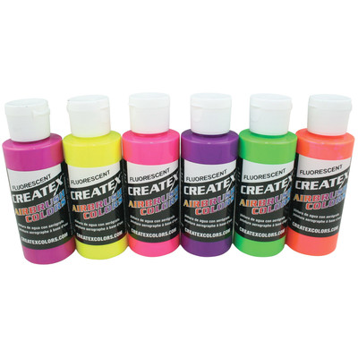 Createx 2 Oz Set Of 6 Fluorescent Colors