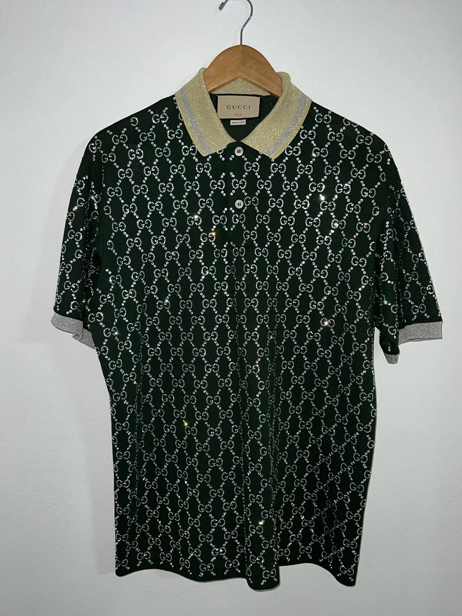 GUCCI GG Crystal Logo Men’s Stretch Cotton Polo Authentic LIMITED EDITION