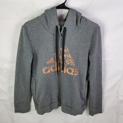 Adidas Hoodie Women's Small Gray Boss Metallic Sweatshirt