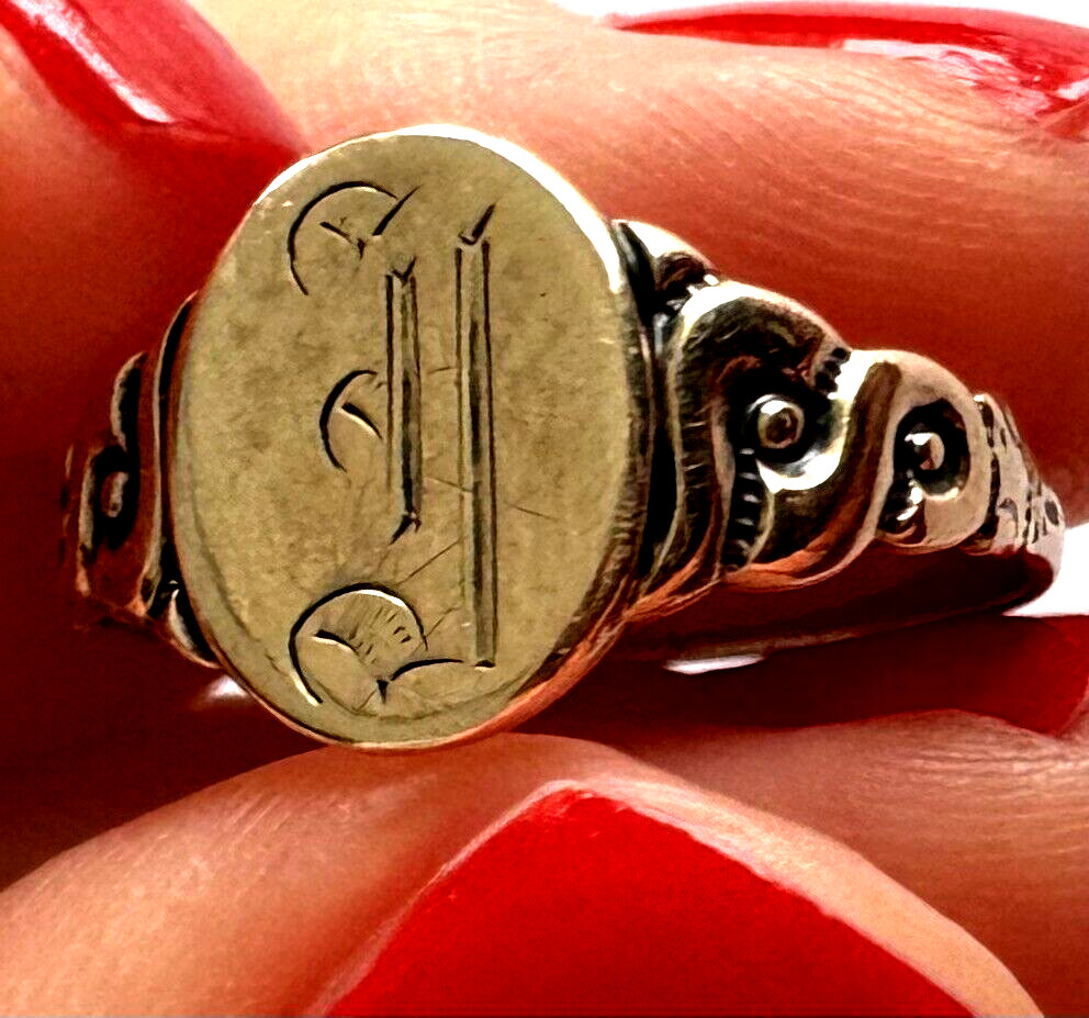 Antique 8K Solid Gold Initial Letter Monogram Lad… - image 3