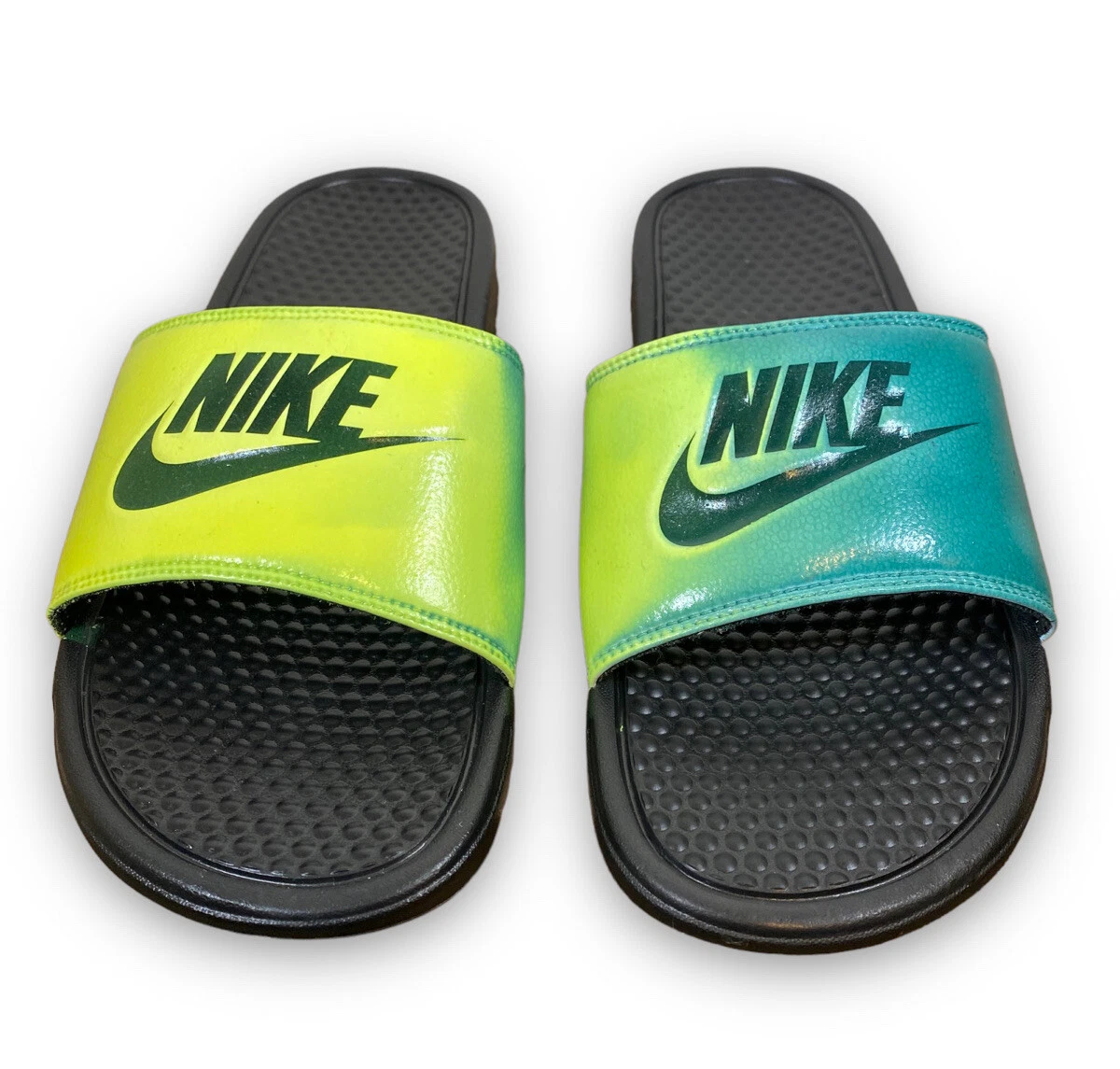 Match Wetland forholdet Nike Benassi JDI Custom Color Changing Men&#039;s Slides Sandals Size 11  Yellow Green | eBay