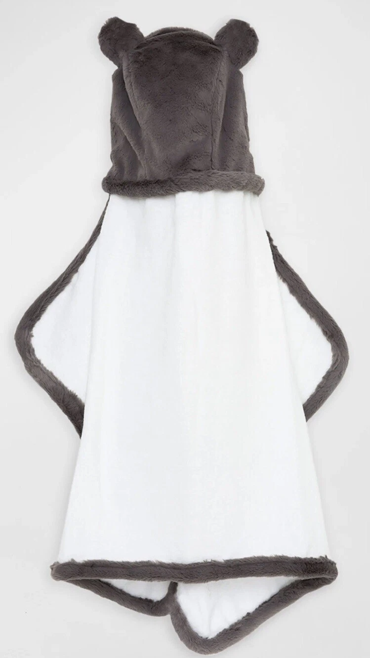 NEW Little Giraffe Luxe Baby Hooded Towel with Ears Charcoal Dark Gray