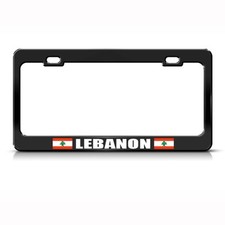 Lebanon Lebanese Flag Black Country Metal License Plate Frame Tag Holder
