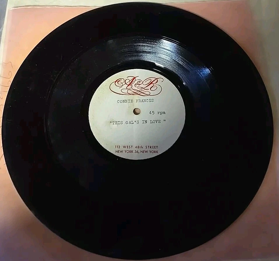 Connie Francis - Very Rare 1 Sided 10" Acetate 45rpm "This Gal's In Love" - Image 2 of 4
