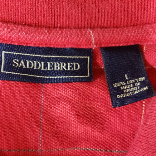 Saddlebred Polo Shirt Men’s Red Patterned Short Sleeve Size Large - Picture 5 of 9