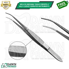Iris Eye Dressing Tissue Forceps 4” Half-Curved Serrated Ophthalmic Instruments