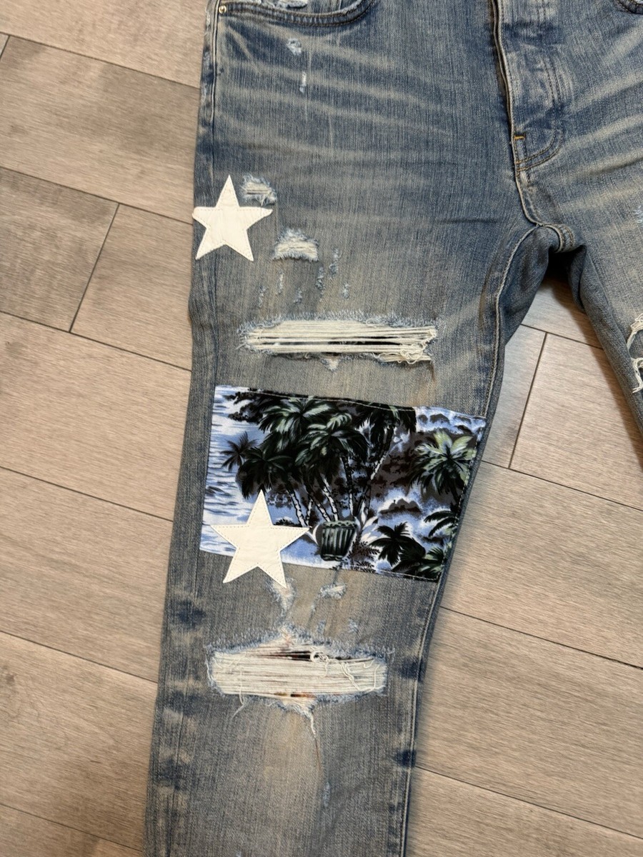 AMIRI Hawaiian Star Art Patch Skinny Jeans Size 33 NWT | eBay