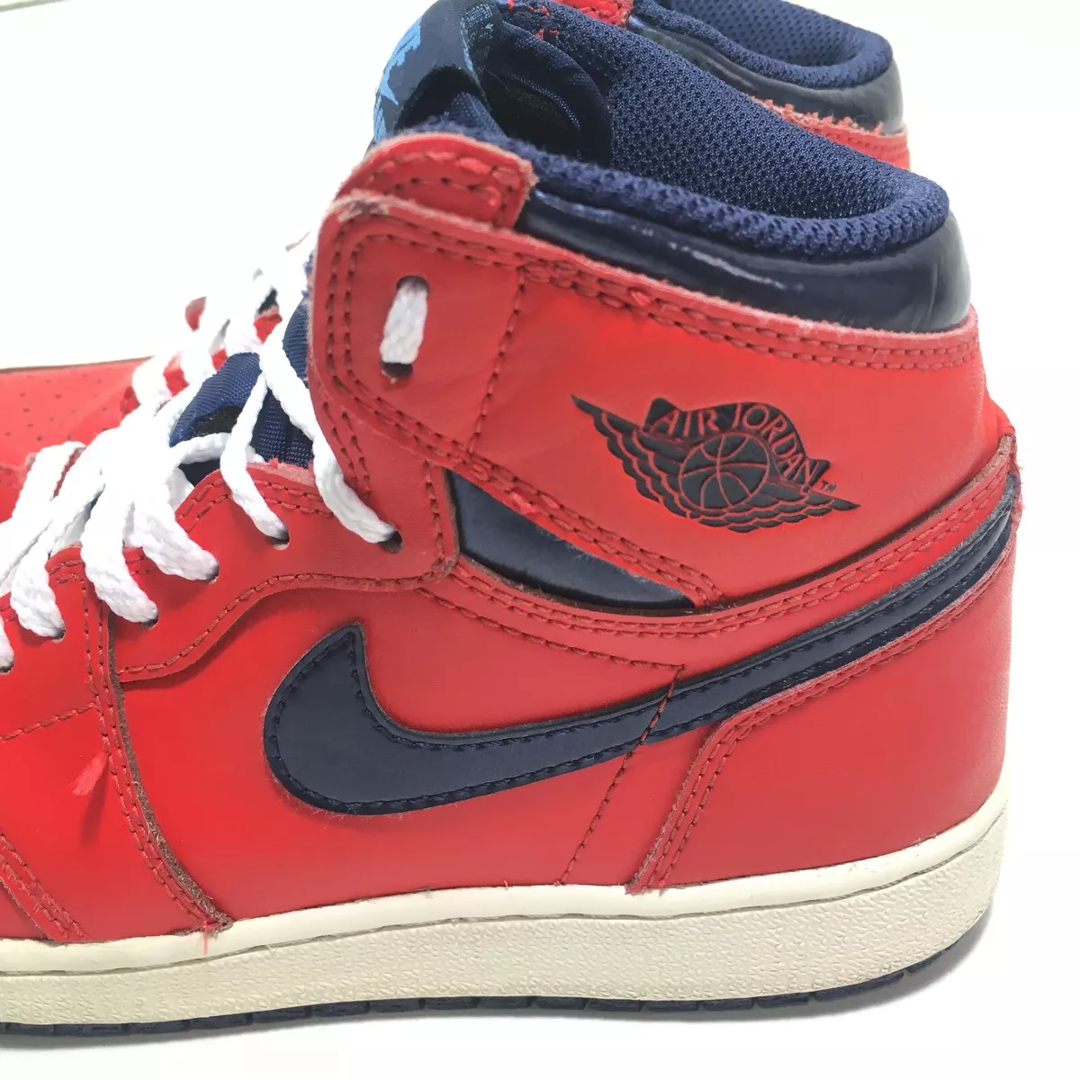 Nike Air Jordan 1 Retro High Red Navy David Letterman 575441 606 4.5Y Youth Kids