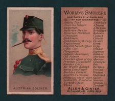 1888 N33 Allen & Ginter - WORLDS SMOKERS Tobacco Cards You Pick - RESTOCKED