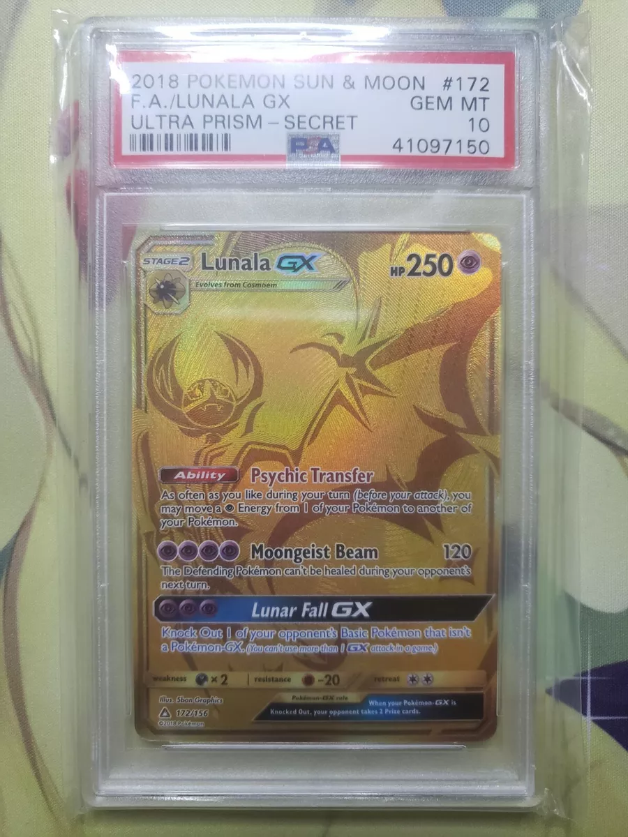 Lunala GX 172 secret Rare Gold Ultra Prism Authentic 