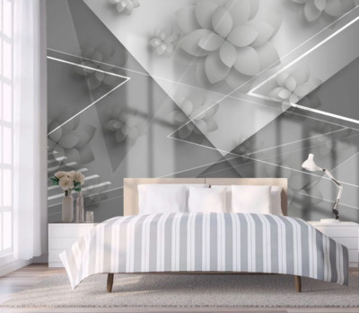 3D Grey Petals Leaves G6570 Wallpaper Wall Murals Removable Self-adhesive Honey