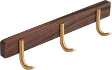 Wall Mounted Coat Rack, Entryway Hanging Coat Rack, Metal Wood Coat Rail with 3 