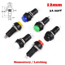 12mm Push Button Switch Momentary OFF ON or Latching OFF-ON 3A 250V