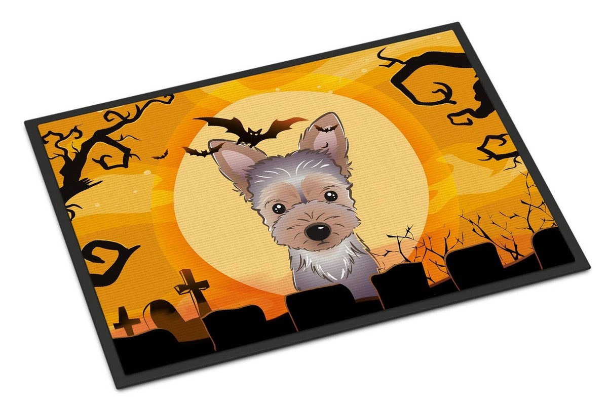 Caroline's Treasures BB1790MAT Halloween Yorkie Puppy Doormat