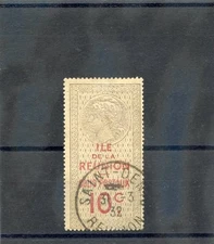 REUNION YT CP5 F-VF USED 1923 10c BROWN & ROSE PARCEL POST(MISSED BY SCOTT!) $45