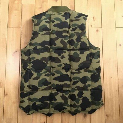 BAPE Puffer Down vest 1st camo green a bathing ape NIGO Size M | eBay