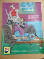 1959 PEPSI-COLA Sociable People Smoke Drink PEPSI vintage print ad
