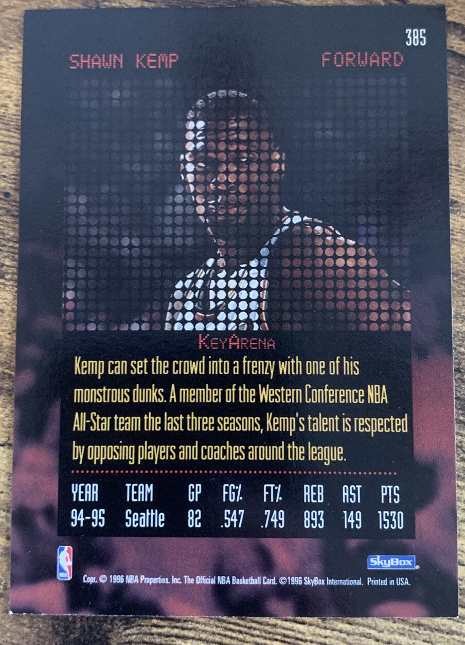 1996 SHAWN KEMP SkyBox Basketball Card 385 Made in USA eBay