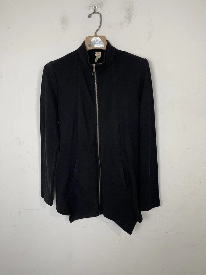 Chaqueta XCVI Mujer Talla Mediana Negra Mercantil Cremallera Completa Sudadera con Capucha Pañuelo Dobladillo Foto 2 de 4