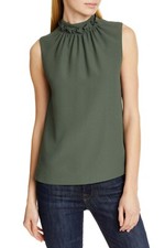 NWT Ted Baker London Audrye Ruffle Sleeveless Top Green 175 - US 0, 10, 12, 14