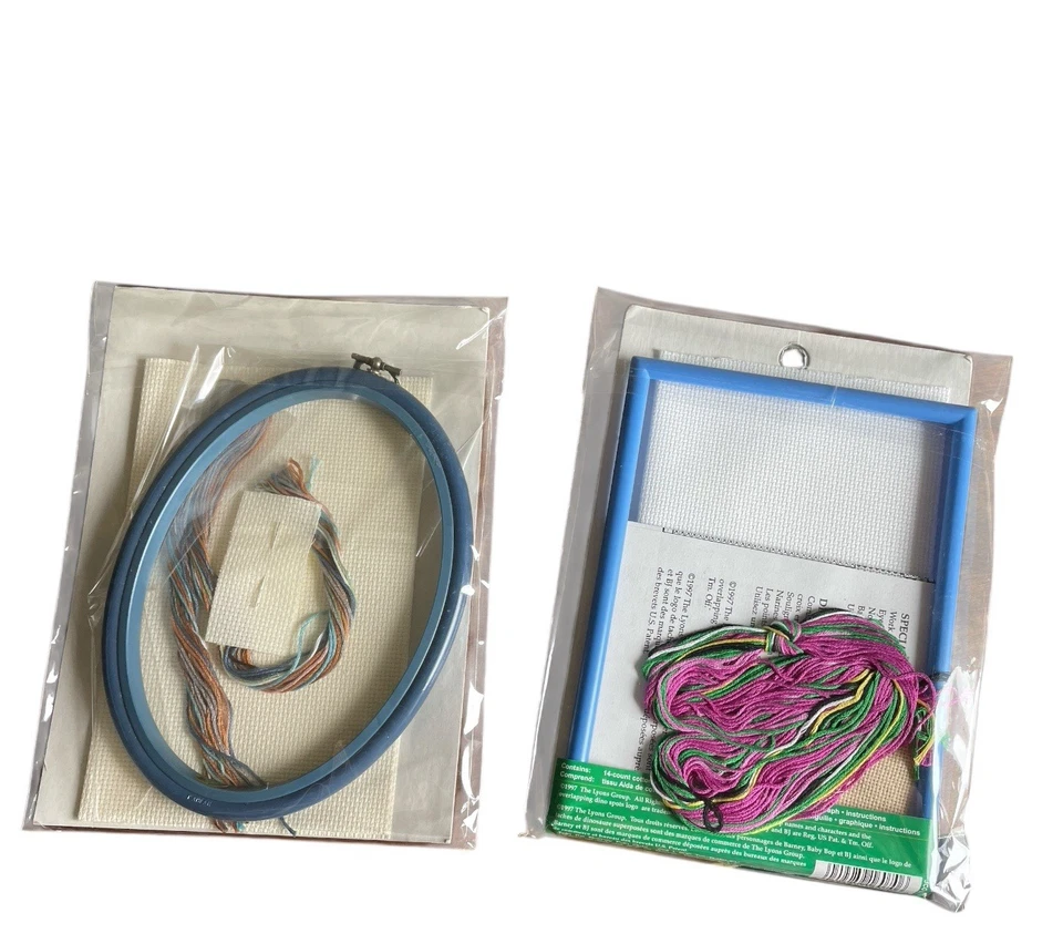 Lot of 2 Cross Stitch Kits Barney Hello Friends Dear John Rub A Dub Kids Room - Image 2 of 4