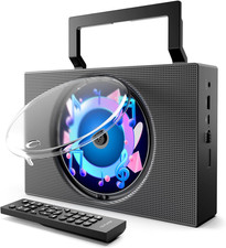 Portable CD Player Boombox with Bluetooth - Rechargeable CD Player with FM Radio