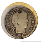 1911 Barber Dime One Dime 10 Cents United States Coin Well Circulated