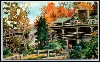 Postcard Main Entrance and Dining RoomLong Trail Lodge, Elev. 2200 ft.  VT V106