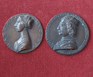 Bronze Rellief Medaille Maria De Mucini Und Johannes De Contiguidis