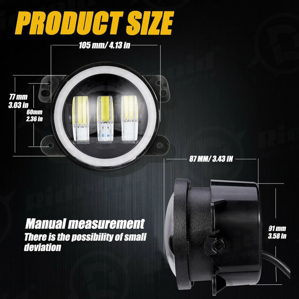 2007-2018 for Jeep Wrangler JK Combo 7" LED Headlights Turn Lights Fog Lamp Set - Image 4 of 4