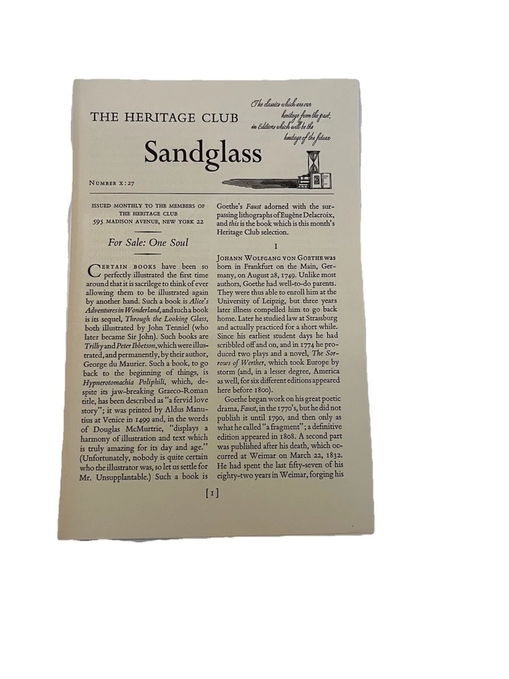 FAUST JOHANN WOLFGANG VON GOETHE 1959 Heritage Club Press w/Slipcase + Sandglass - Image 4 of 4
