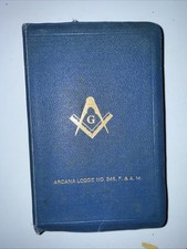 Vintage 1920s Holy Bible Masonic Edition Blue Leather Arcana Lodge No 246