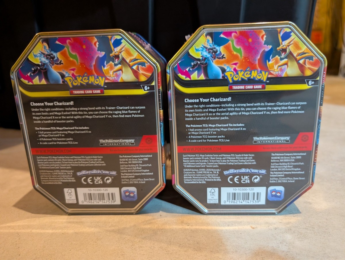 Pokemon TCG 2026 Mega Charizard Tin (SET OF 2) Mega X & Y New