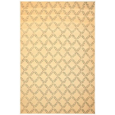 5'11''x9  Sisal Tan, Green Transitional Trellis Rug