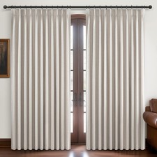 Pinch Pleated Blackout Curtains 60 Inches Wide for Living Room, Darkening Linen