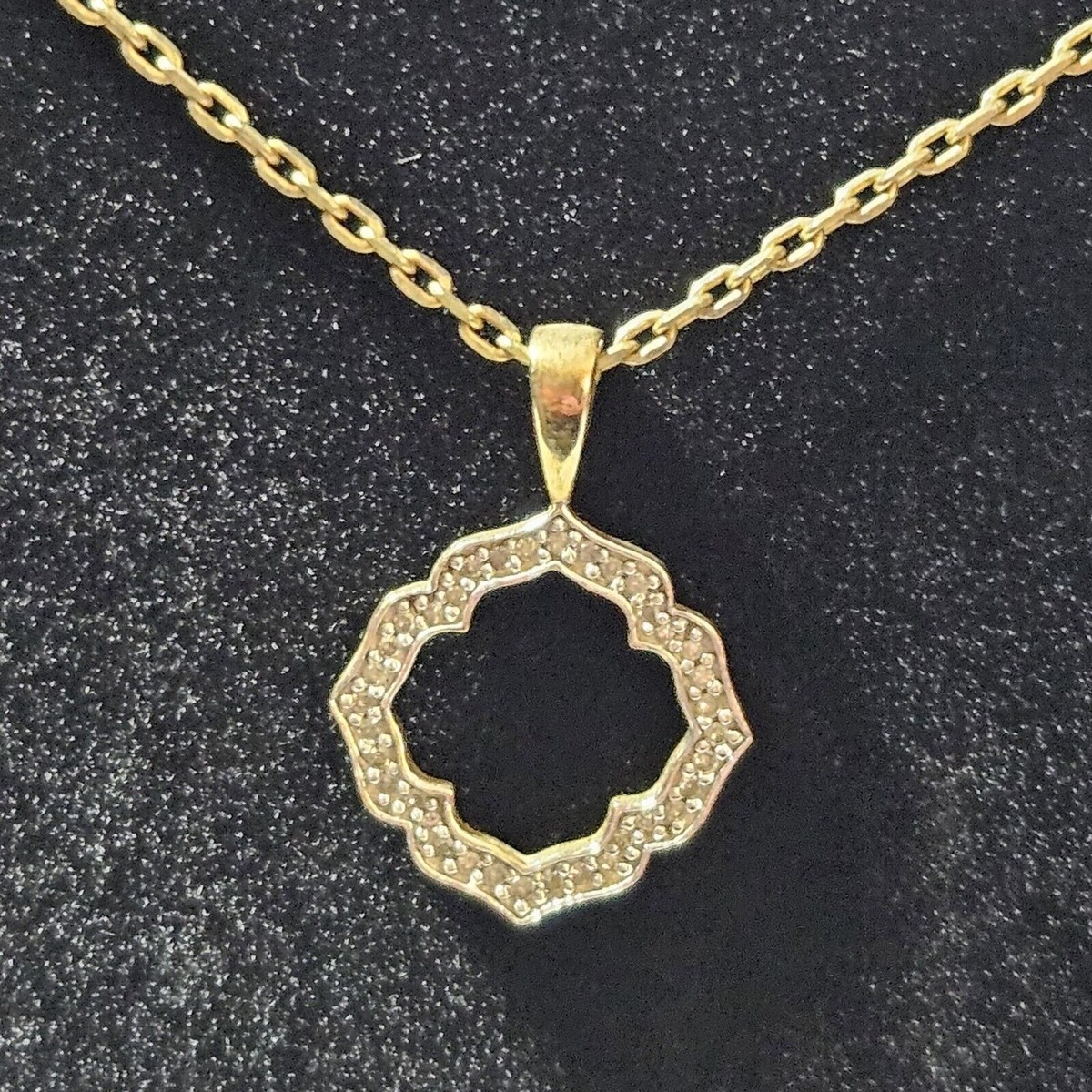 Heng Ngai Vermeil Gold over Sterling Silver Diamond Studded Pendant Necklace 20"