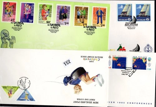 # NEW ZEALAND 1995 - 4 FDC - SPACE - MUSIC - CHILD