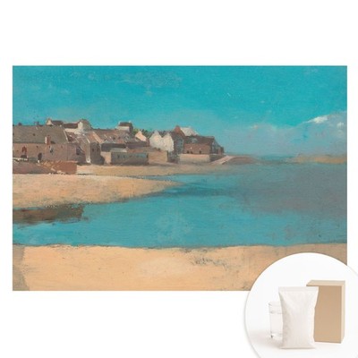 Non-Woven XXL Wallpaper 3D Effect Bedroom A Seaside Village In A Retro Style