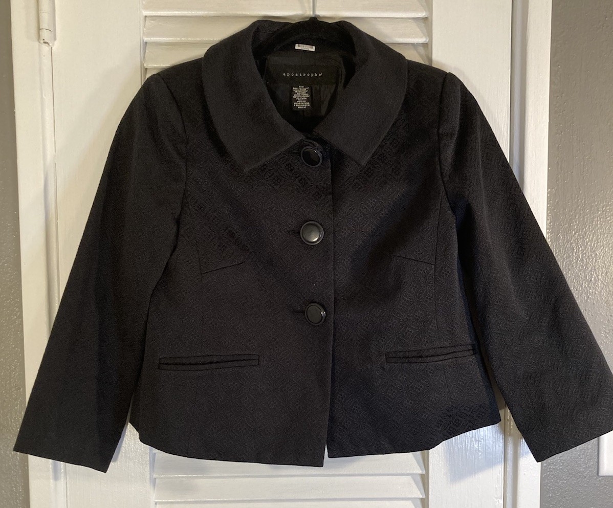 Apostrophe Blazer Black Jacket 3 Button Collared … - image 1