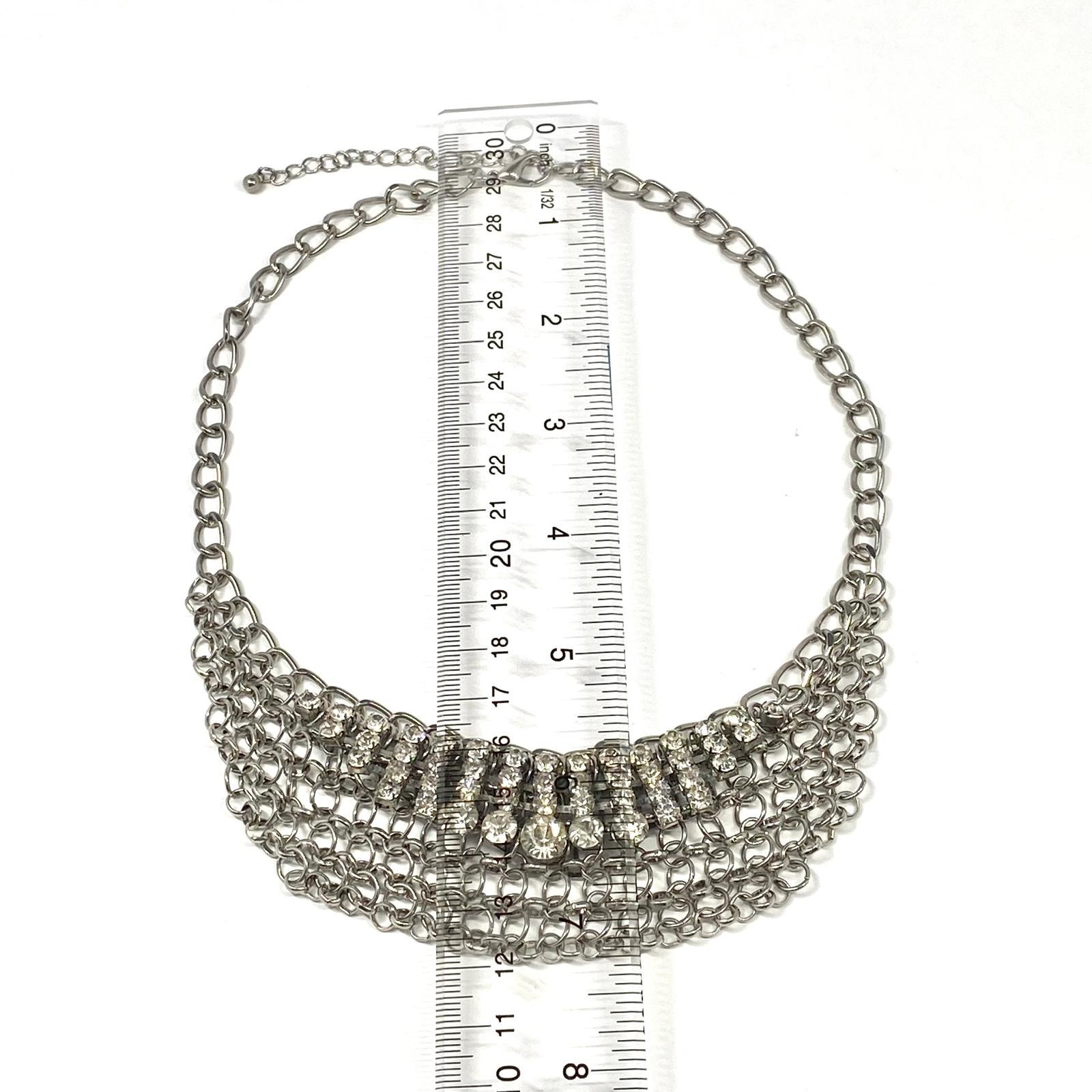 Elegant Chic Silver Rhinestone Statement Necklace… - image 5