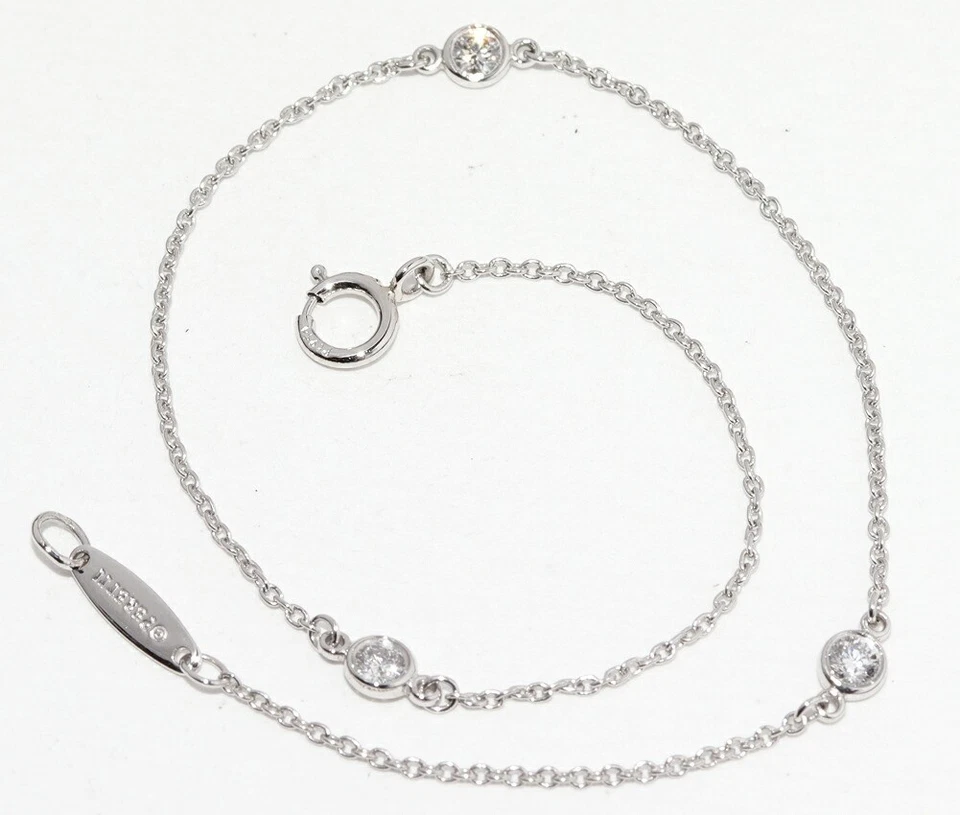 Tiffany Elsa Peretti By the Yard Bracelet 3P Diamant Pt950 Platinum - Bild 3 von 4