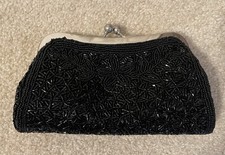 Sparkling Black Sequin Beaded Clutch Evening Bag