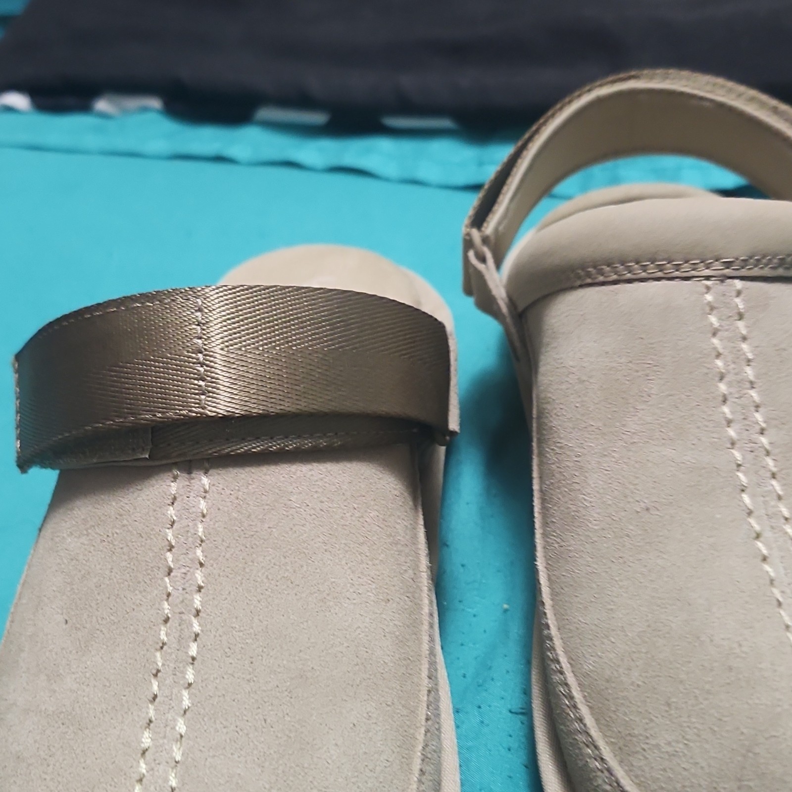 Beige Suede Slingback Sandals Women’s Adjustable Hook & Loop Flat