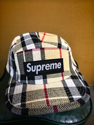 Superme Beige Plaid Camping Cap Outdoor Sports Leisure Adjustable Baseball Cap