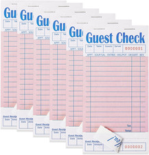 6 Pack Pink Guest Checks Books for Servers Server Note Pads, Waiter Checkbook, W
