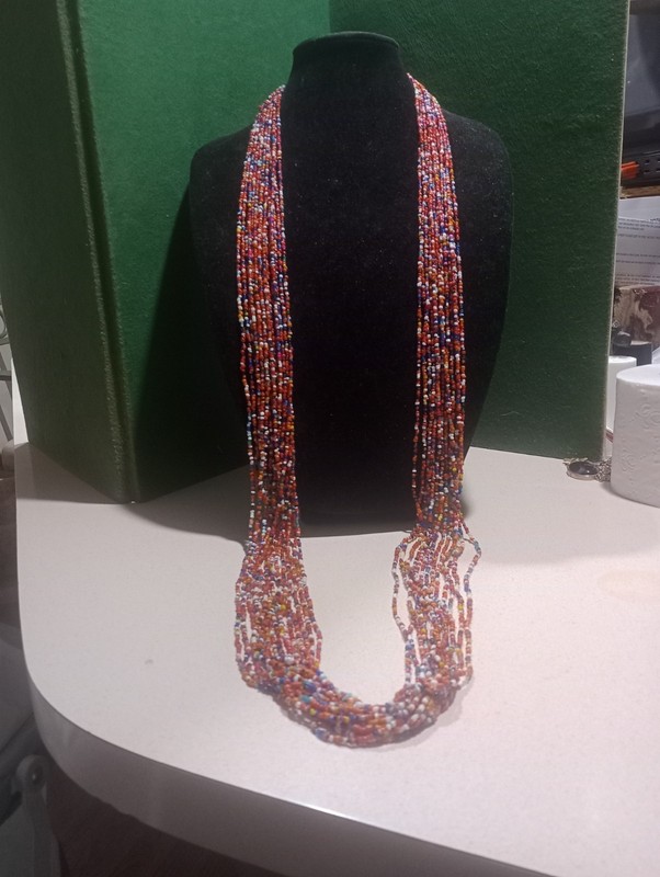 Vintage Jone rivers Multi Color Strands Glass Bead Necklace 28.5"