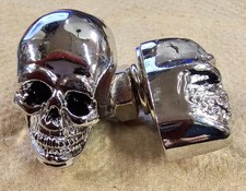New Chrome Skull Bolts License Plate Decorative Metal Harley Motorcycle Auto Pr New Chrome Skull Bolts License Plate Decorative Metal Harley Motorcycle Auto Pr