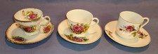 Vtg. Lot 3 sets, Japan Porcelain Teacup  Saucers Rose Floral Gold Trim