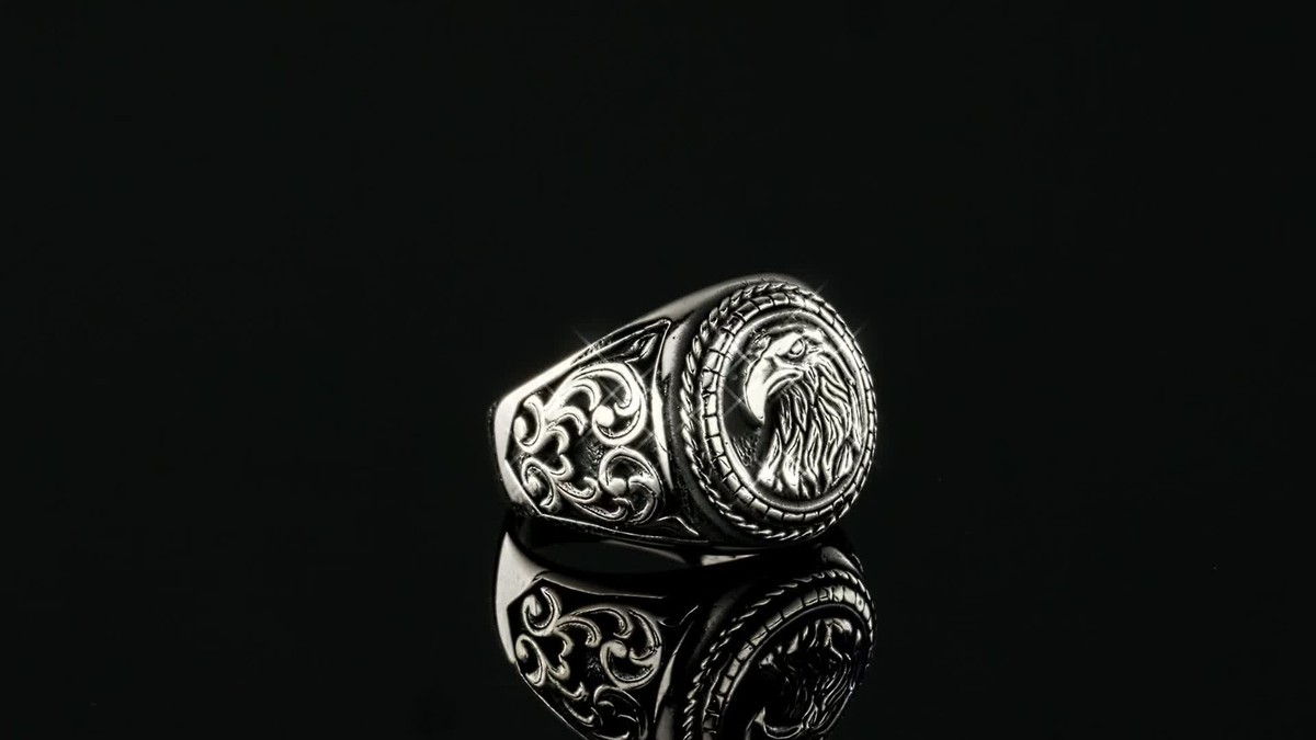 アクセサリー SAAD Silver 925 Eagle Ring Size 21 Real 925 Sterling Silver Mens Plain American Bald Eagle Ring Size