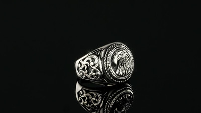 Real 925 Sterling Silver Mens Plain American Bald Eagle Ring Size
